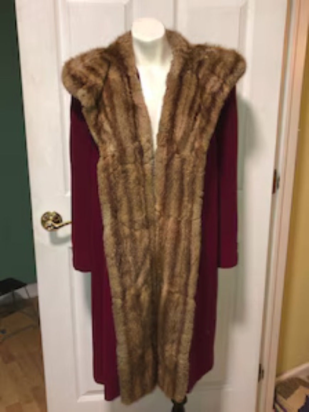 Vintage 1940’s Woman’s Dramatic Dark Red Wool Coat